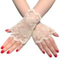 Women Summer Floral Lace Fingerless Gloves UV Sun Protection Driving Mittens