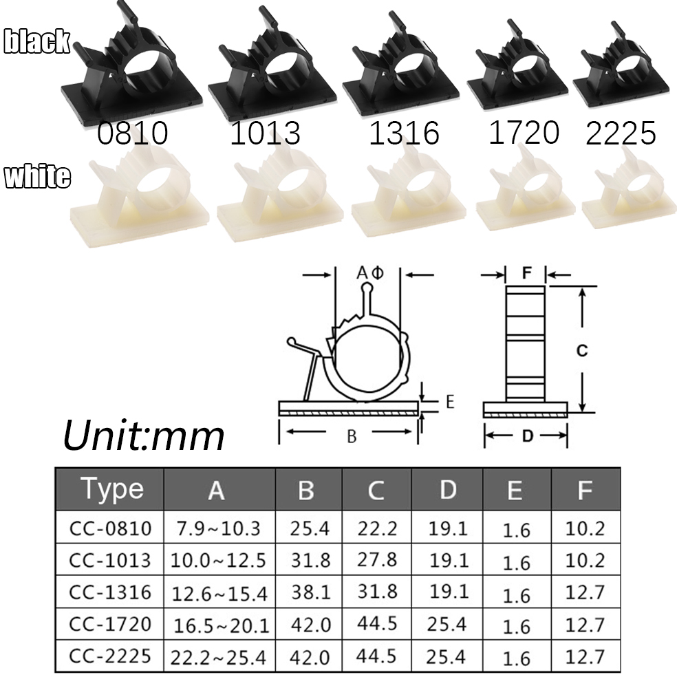 10pcs/pack white Desk Wall Cord Clamp Cable Clips Self-Adhesive Cord Management Wire Holder Organizer Fasteners