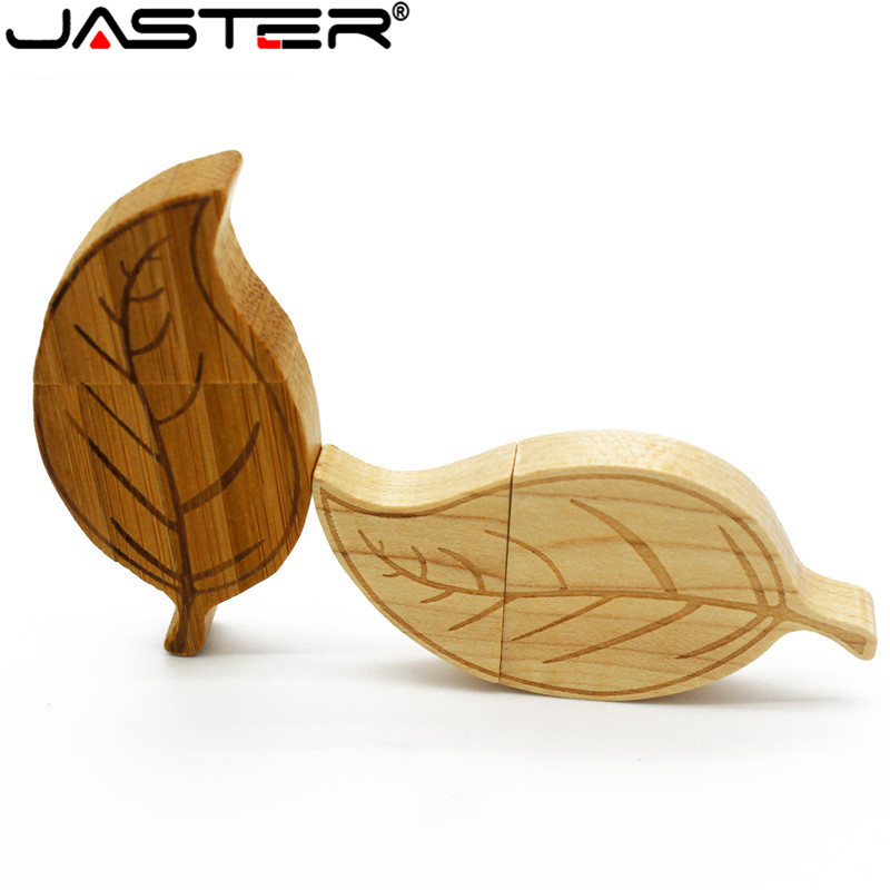 JASTER Free custom logo personality wooden USB flash drive creative gift Leaves u disk bamboo pendrive 4GB 16GB 32GB 64GB hot