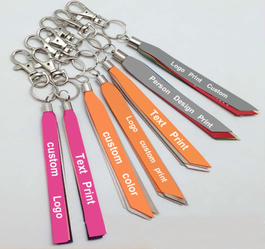 Custom Satin Lanyard with logo text words silk screen print tassels promotion gift keychain with lobster Hook