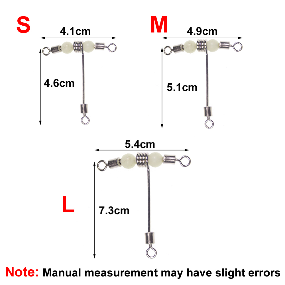 10pcs T-shape Luminous Cross-line Rolling Swivel With Pearl Beads 3 Way Swivel Fishing Rigs Connector Fishing Accessories