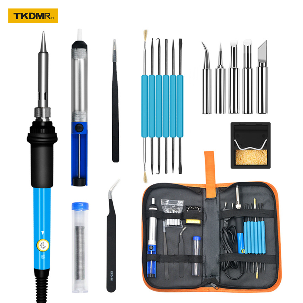 TKDMR High Quality 60W Soldering iron Station Kit Adjustable Electric Soldering Irons Set Tweezers Solder Wire Repair Tool Kit