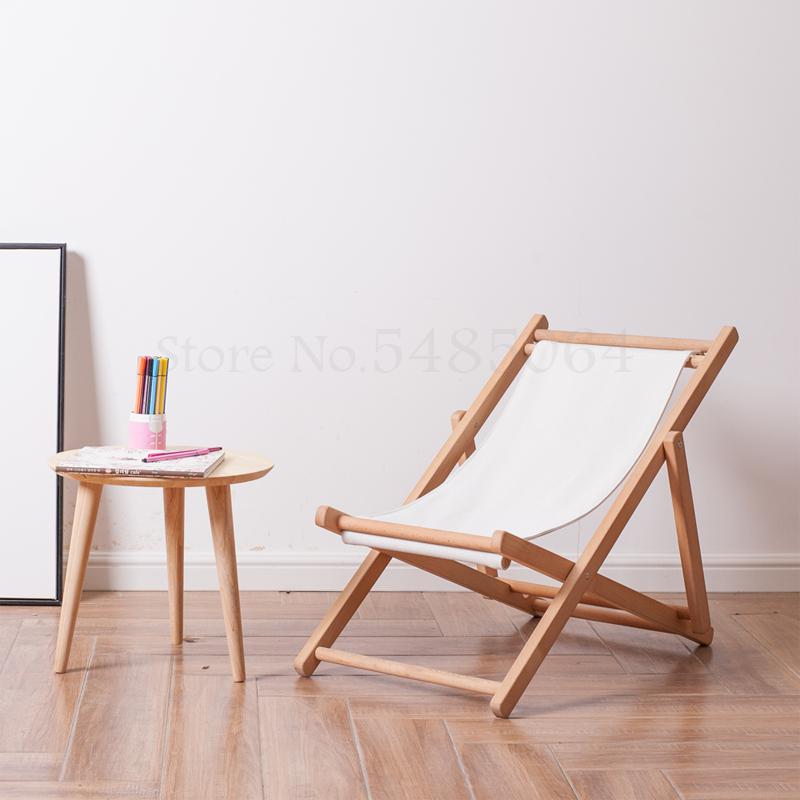 Solid Wood Recliner Trumpet Folding Chair Child Recliner Photography Props Balcony Lunch Break Homestay Outdoor Beach Chair