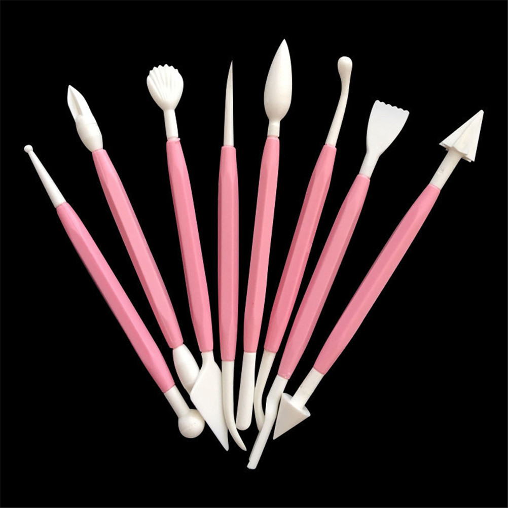 New Wood plastic Handle Silicone Rubber Clay Shaper Sculpting Polymer Modelling Pottery Tools Set For DIY Crafts