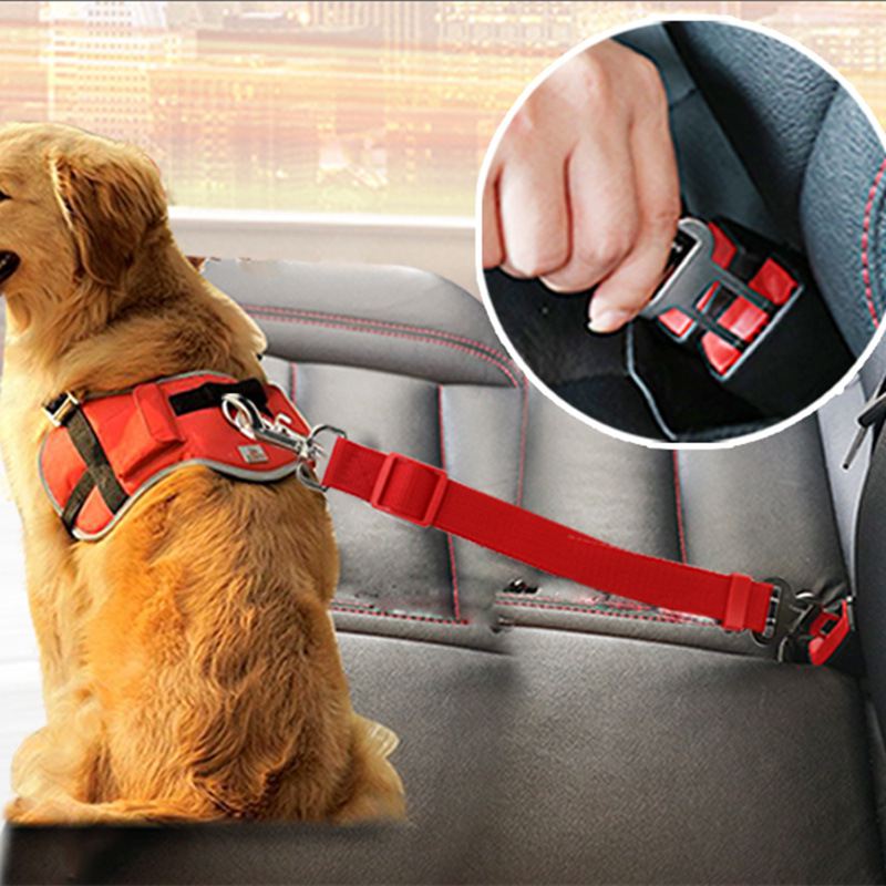 Adjustable Dog Cat Car Seat Belt Safety Vehicle Seatbelt Harness Lead Leash for Small Medium Dogs Pet Supplies Lever Traction