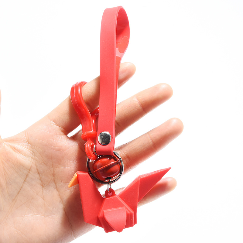 Rubber paint cartoon Paper crane shape alloy floating locket charms fit keychain pendants