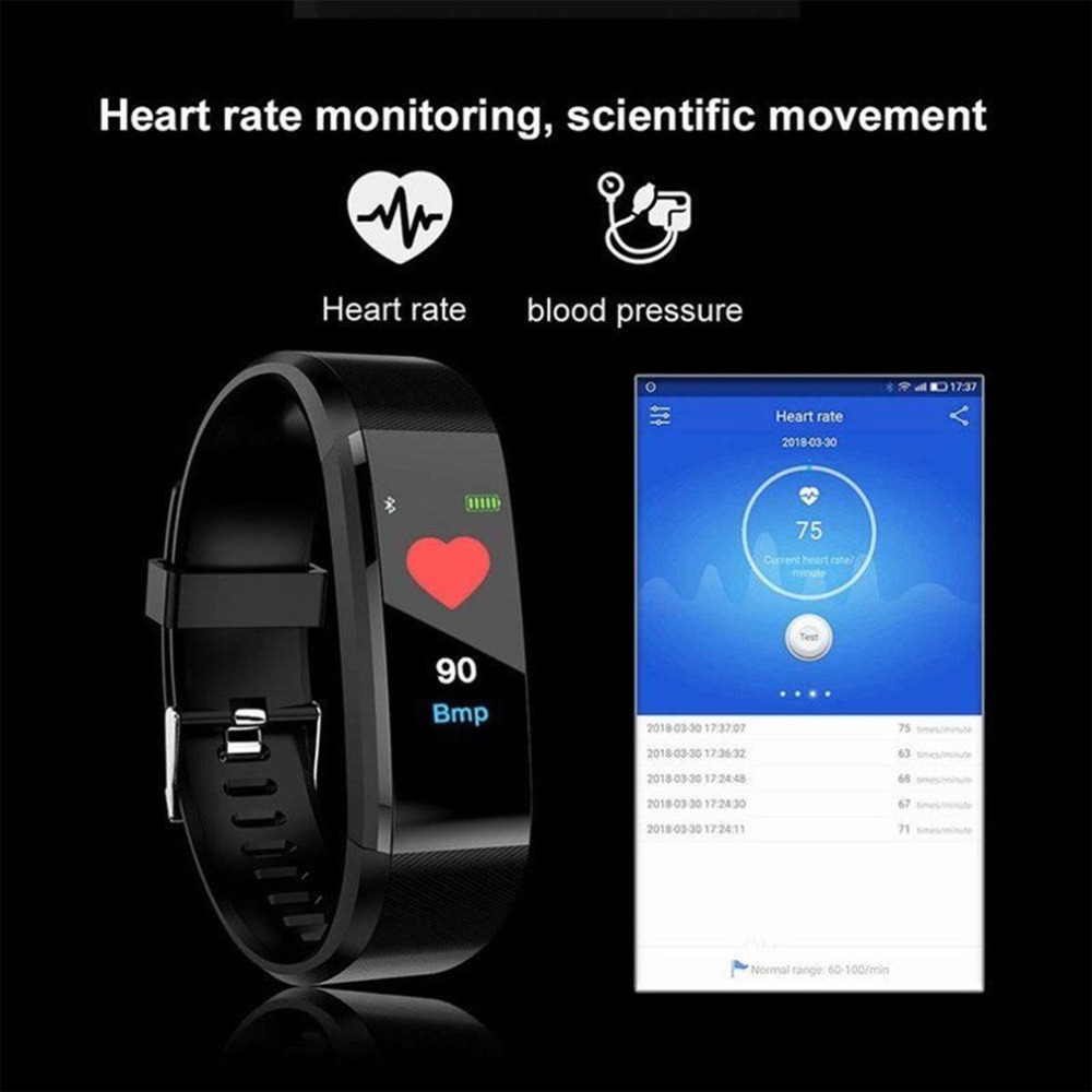 115 Plus Smart Wristband Smart Watch Fitness Tracker Health Heart Rate Monitor Band Tracker Smart Bracelet Waterproof Smartwatch