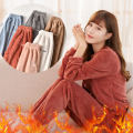 Autumn Winter Velvet House Women Pajamas Sets Bedroom Warm Plush Women Sleepwear Suits Flannel Thick Warm Ladies Homewear