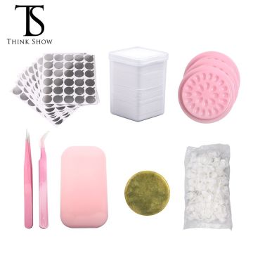 THINKSHOW Eyelash Extension Glue Removing Cotton Pad, Jade Stone,Glue Holder Pallet,Glue Ring,Silicone Pad,Eyelash Tweezers Tool