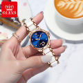 Watches For Women Automatic Mechanical Watch Ladies Luxury Brand Alloy Transparent Dial Ceramics Strap Upscale Gift Box Set Sale