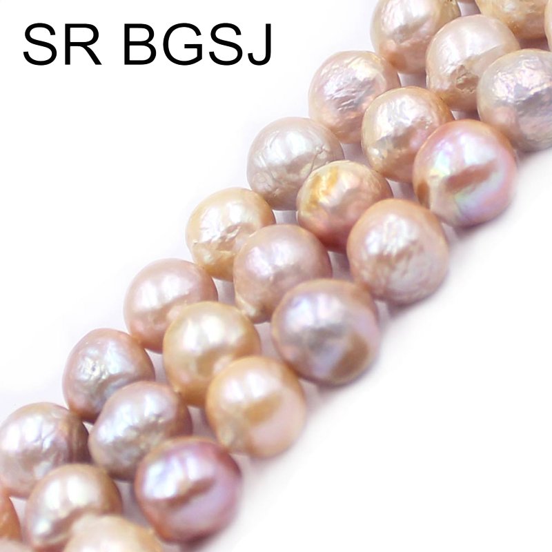 Free Shipping Beautiful Nearly Round Reborn Edsion Freshwater Pearl Beads Strand 15"