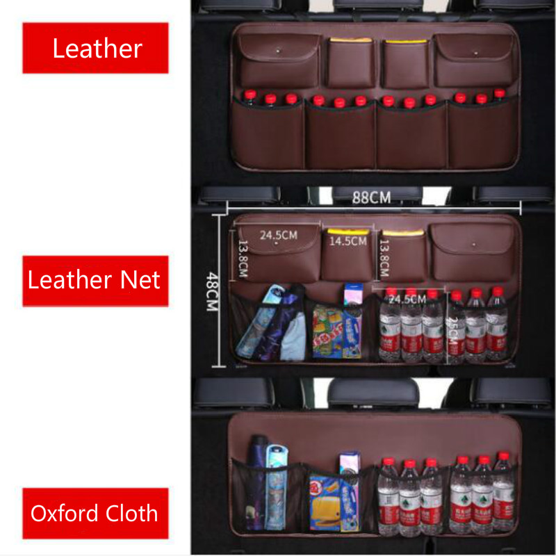 High Quality Leather Car Rear Seat Back Storage Bag Multi Pocket Car Trunk Organizer Auto Stowing Tidying Interior Accessories