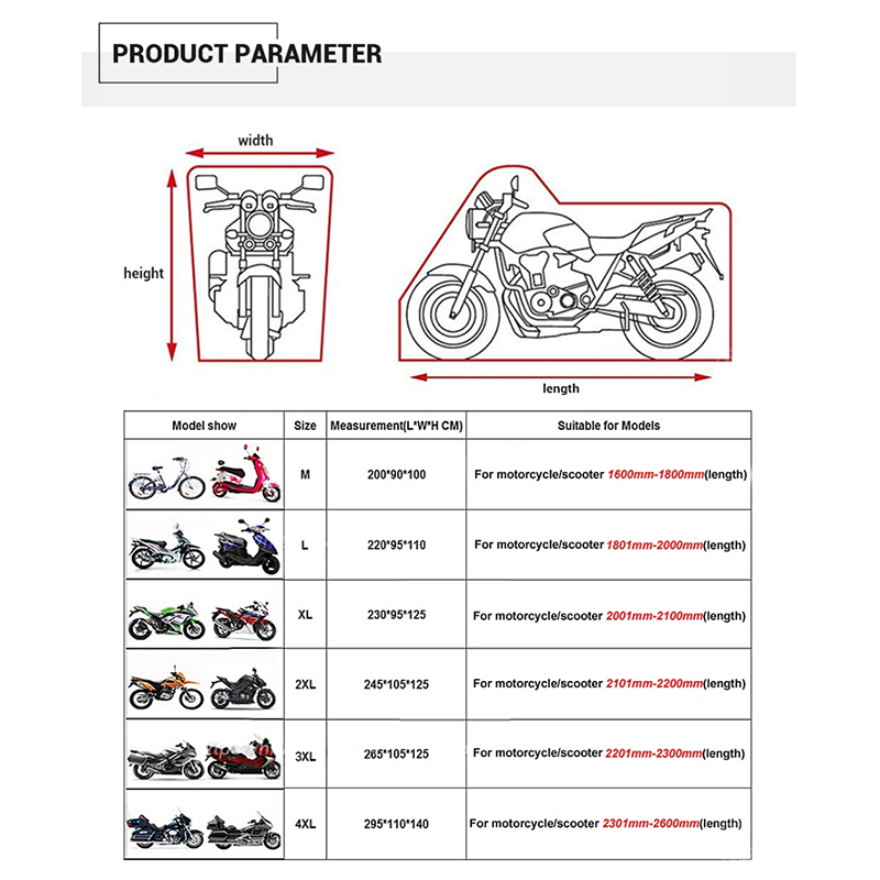 Motorcycle cover S-4XL MOTO Rain Dustproof Sunscreen Waterproof Rain UV Cover for waterproof Bike Scooter Rain Dustproof cover