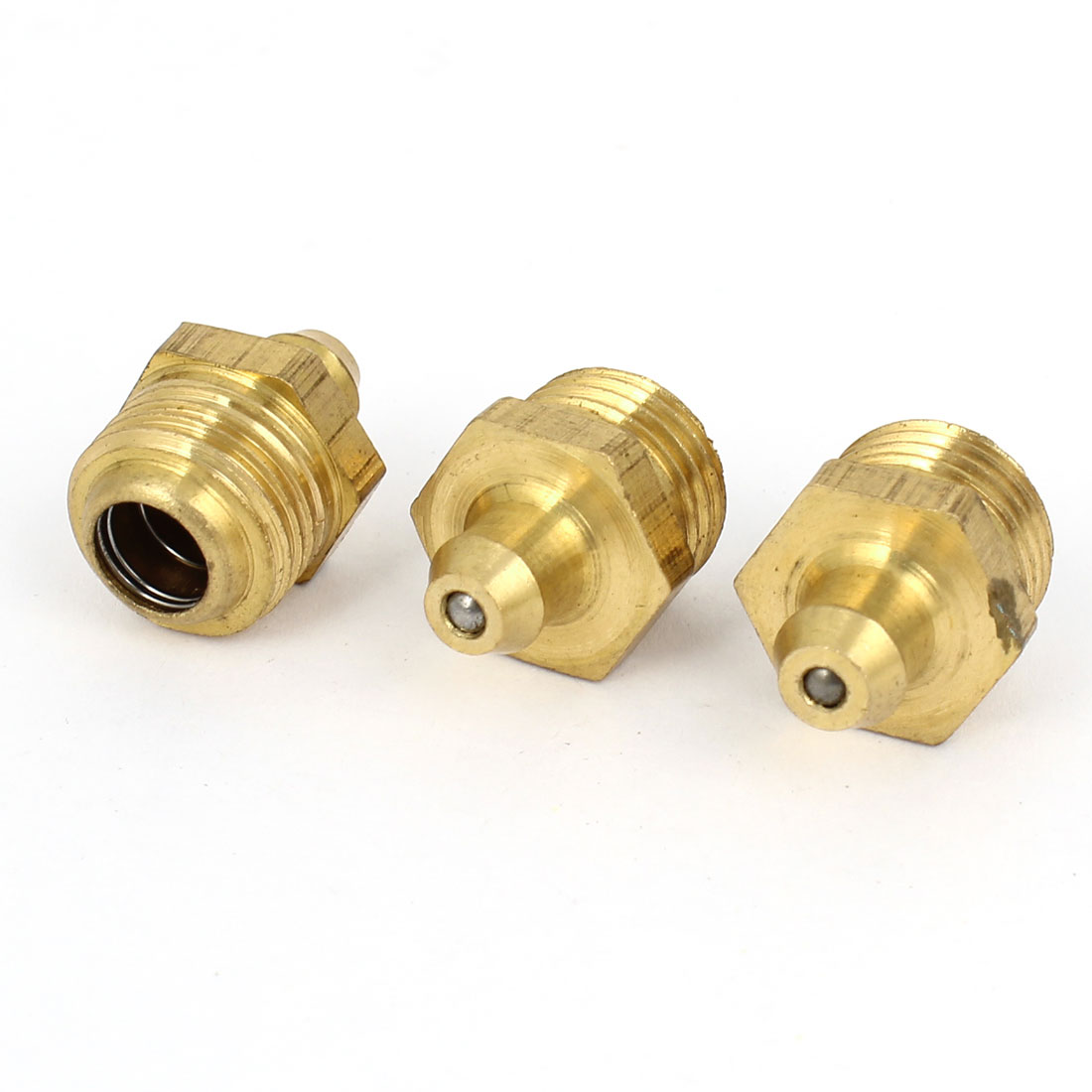 X Autohaux 3 Pcs 13Mm Dia Male Thread Straight Grease Nipples Fittings Brass Tone For Auto Car
