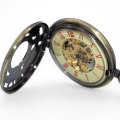 New Bronze Machine Wheel Gear Mechanical Pocket Watches Roman Skeleton Dial Pocket&Fob Watches Best Gift for Men Women PJX1343