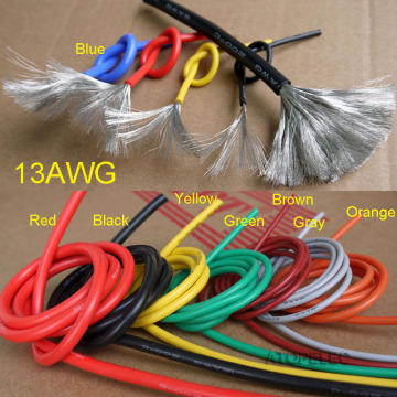 13AWG 4mm OD Flexible Silicone Wire Tinned Copper Super Soft RC Cable High Temperature UL Black/Red/Yellow/Green/Blue/Gray/White