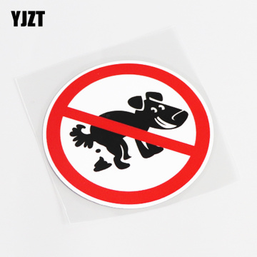 YJZT 9.5CM*9.5CM Funny Warning Mark Animal Defecation Is Forbidden PVC Car Sticker Decal 13-0533