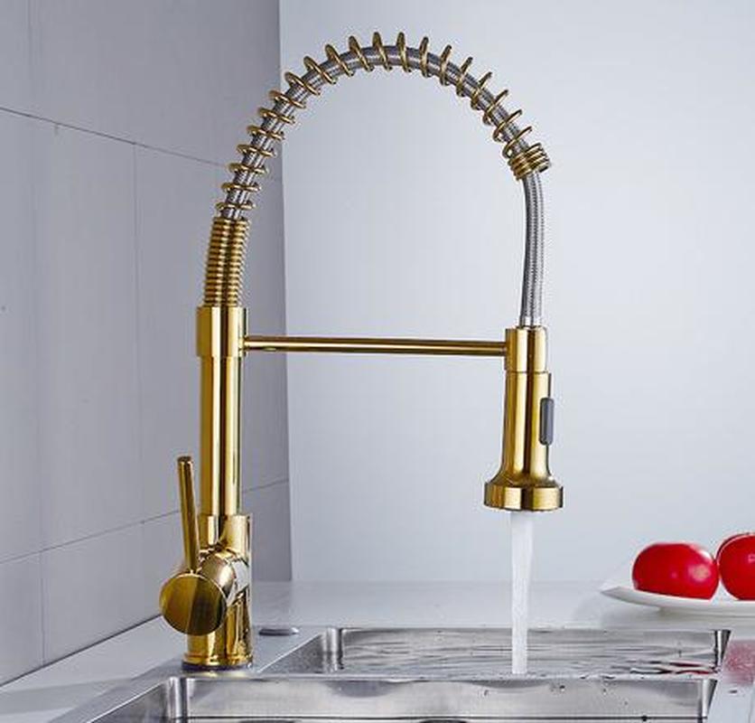 Sprayer Commercial Style Single Handle Pull Out Sprayer Kitchen Taps Gold Stainless Steel Pull Down Kitchen Sink Taps