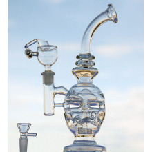 Clear Glass Bong Egg Water Pipes Skull Beaker Dab Rig Bongs Recycler Bent Neck Oil Rrigs 14.5mm joint