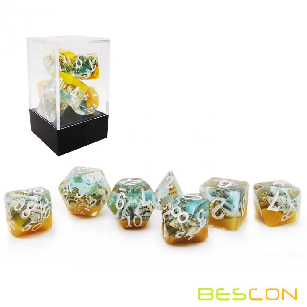 Bescon BeachTime Dice Set, Novelty RPG 7-dice Set in Brick Box Packing