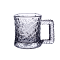 Hammer effect glass mug cup with handle