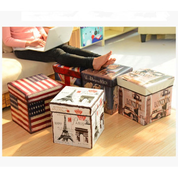 1PC Retro Folding stool sit box Shoes storage box organizer Underwear kid toys Cosmetics shoe Taburete home decoration ND 001