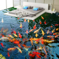 PVC Self Adhesive Waterproof 3D Floor Murals Goldfish Pond Photo Wall Paper Sticker Bathroom Kitchen Home Decor Papel De Parede