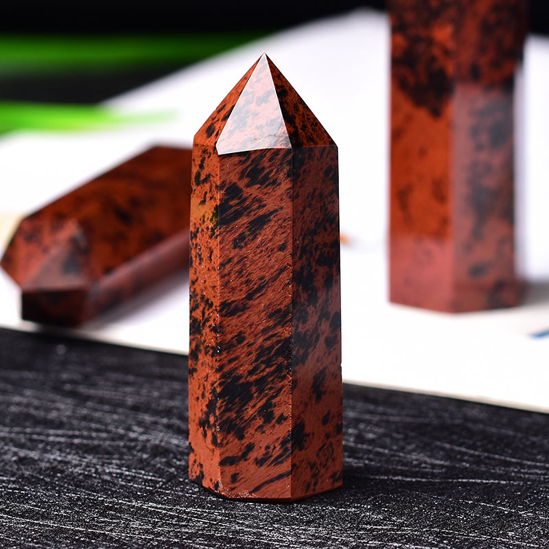 1PC Natural Red obsidian column Crystal Point Healing Stone Quartz Crystal Wand Red Stone for Home Decoration Mineral DIY Gift
