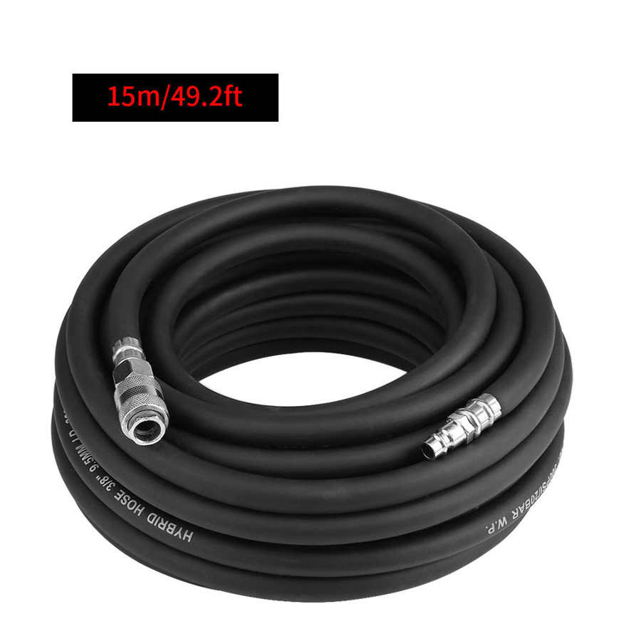 15M Flexible Rubber Pneumatic Air Hose with 5 Pcs Compressor Accessory Kit Tool Air Compressor Kit Pneumatic Air Hose Kit