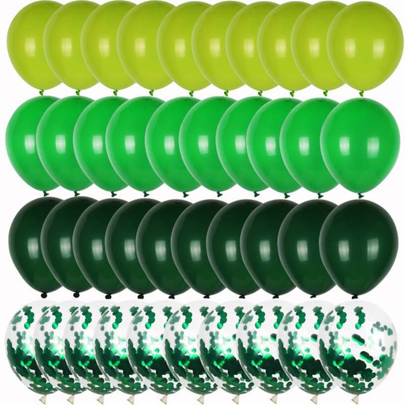 40pcs Green Balloons Set Olive Balloon Metallic Confetti Ballon Jungle Safari Animal Birthday Party Decorations kids Air globos