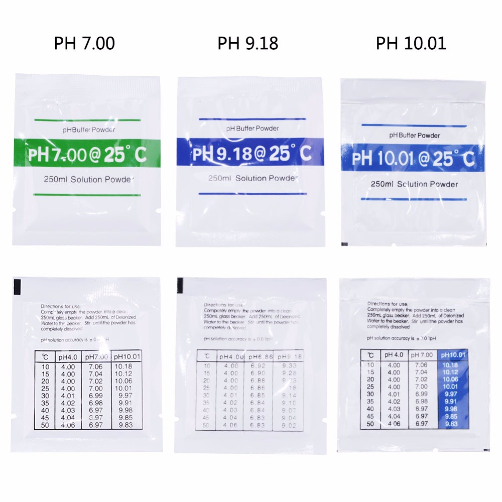 100pcs/set PH Test Meter Measure Calibration Solution PH Buffer Powder 4.01+6.86+7.0+10.01+9.18 Calibration Point free shipping