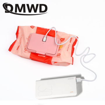 DMWD USB Portable Baby Wipes Heater Thermal Warm Wet Towel Dispenser Napkin Heating Box Cover Home/Car Mini Tissue Paper Warmer