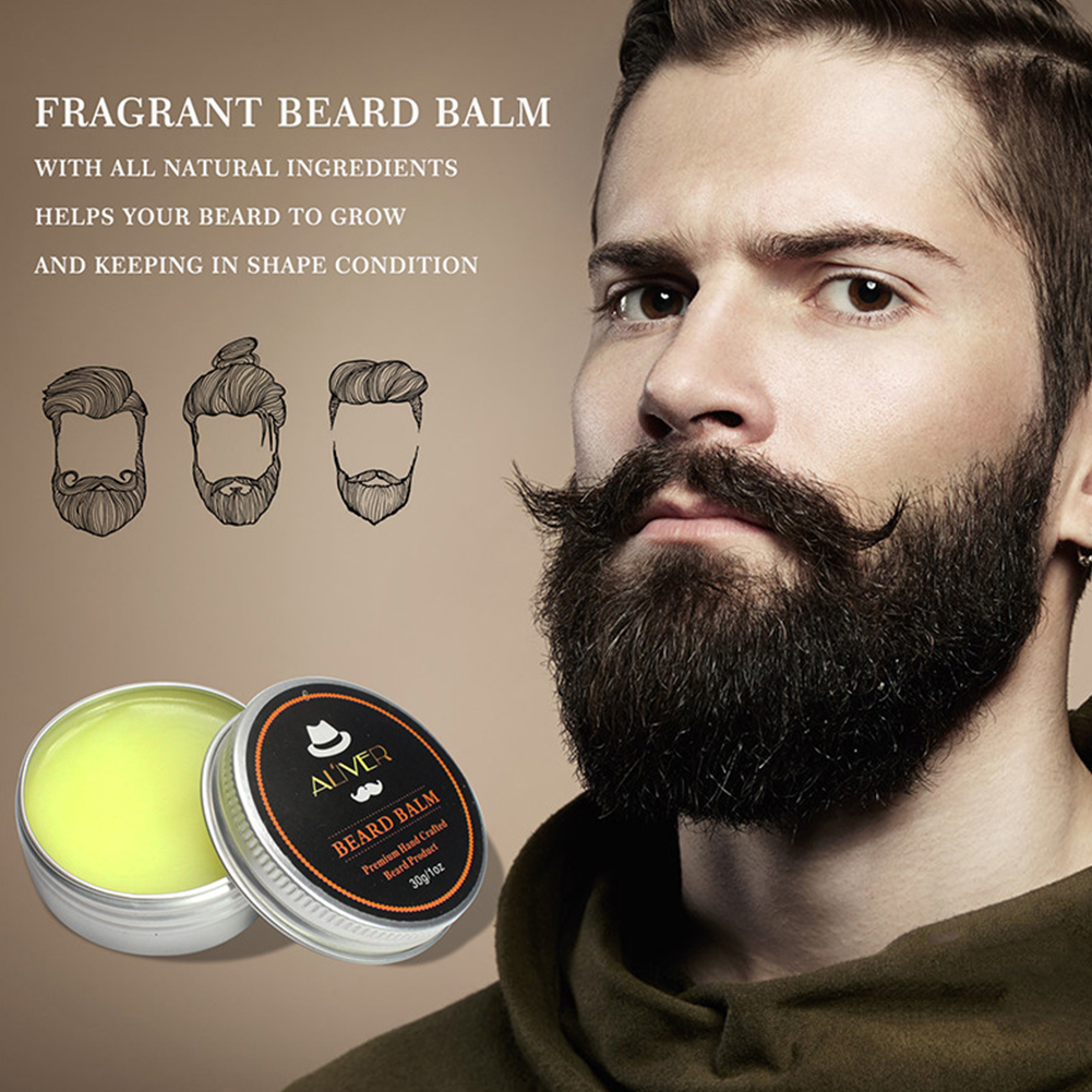 Men Comb Scissor Brush Styling Shaping Set Oil Trimming Balm Growth Grooming Beard Care Kit 6pcs