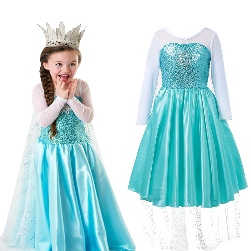 Anna Elza Girls Dress Cosplay Snow Queen Princess Dress For Girl Costume Baby Children Clothes Kids Halloween Party Elza Dress