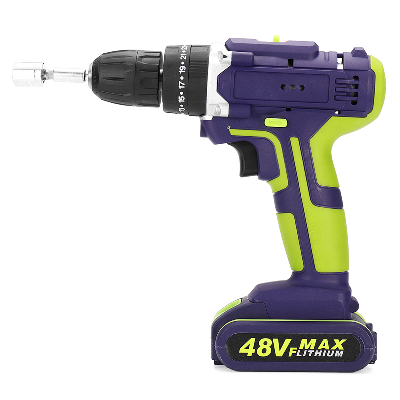 Cordless Double Speed Power Drills Hammer Drill 48VF 3 In 1 LED Lighting Large Capacity Battery 50Nm 25+1 Torque Electric Tool