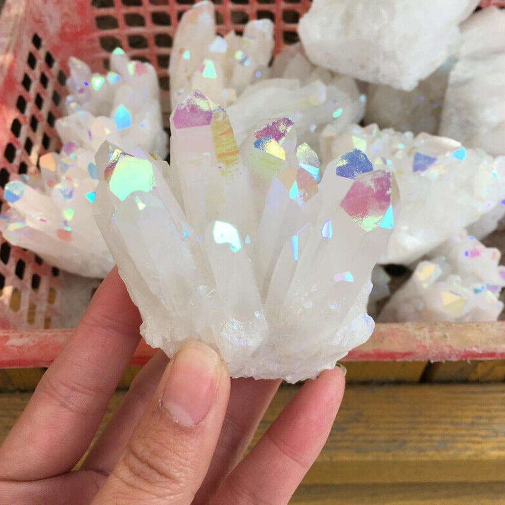 70-130g Natural Crystal Cluster Stone White Aura Angel Quartz Cluster Healing Stones Mineral Specimen Home Decor