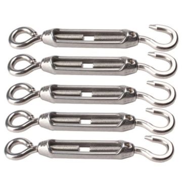 5PCS M4 Stainless Steel 304 Hook & Eye Turnbuckle Wire Rope Tension