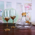 European Enamel Red Wine Glass Cup Gold Retro Goblet Lead-Free Crystal Cups Champagne Glasses Wedding Gift With Gift Box