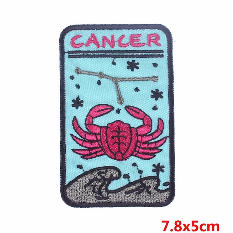 Pulaqi Twelve Constellation Reapers Patch Embroidered Sticker Badge Iron On Decor For Jeans Clothes Virgo Garment Accessory H