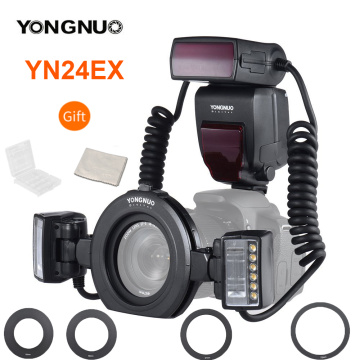 YONGNUO YN24EX YN24 EX Macro Ring Flash E-TTL Flash Speedlite with 2pcs Flash Heads 4pcs Adapter Rings for Canon EOS Cameras 5D3