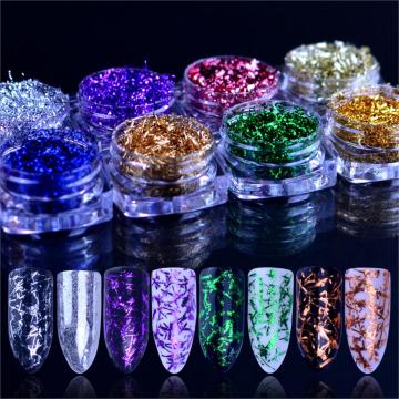 1pcs Magic Mirror Powder Aluminum Foil Silk Flakes Pigment Dust Sequins Holo Nail Art Glitter Decorations Manicure Set