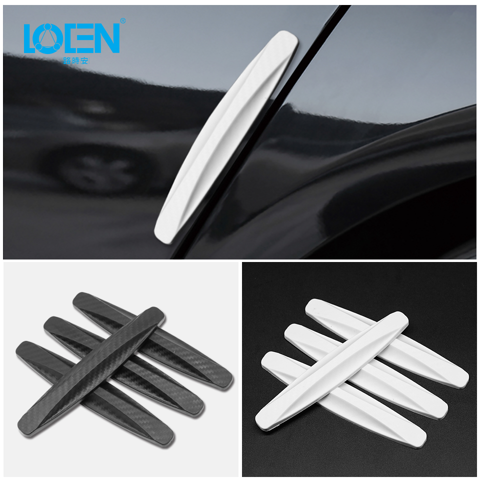 LOEN 4PCS/LOT Car Sticker Door Protector Door Side Edge Protection Guards Stickers For Universal Car Carbon Fiber Auto Sticker