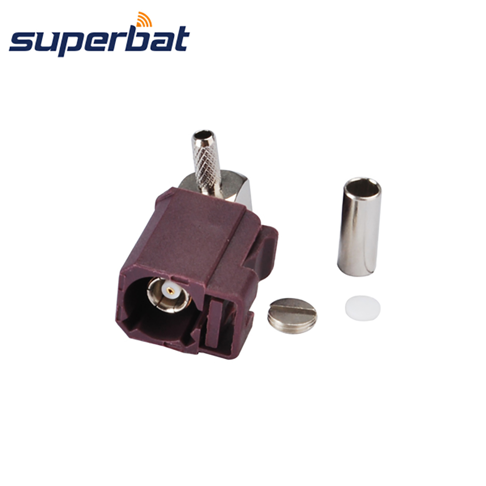 Superbat Fakra D Crimp Jack Connector Right Angle for Cable RG316 RG174 LMR100 for Violet Car GSM Cellular Phone