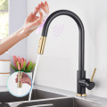 Brushed Gold Black Sensor Kitchen Faucet Pull Out Sensor Touch Kitchen Faucets Crane Dual Water Modes Mixer Single Hole Brass