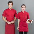 IF short sleeved Food Service chef uniform Double-breasted Chef Jacket restaurant hotel catering Kitchen work clothes men unisex