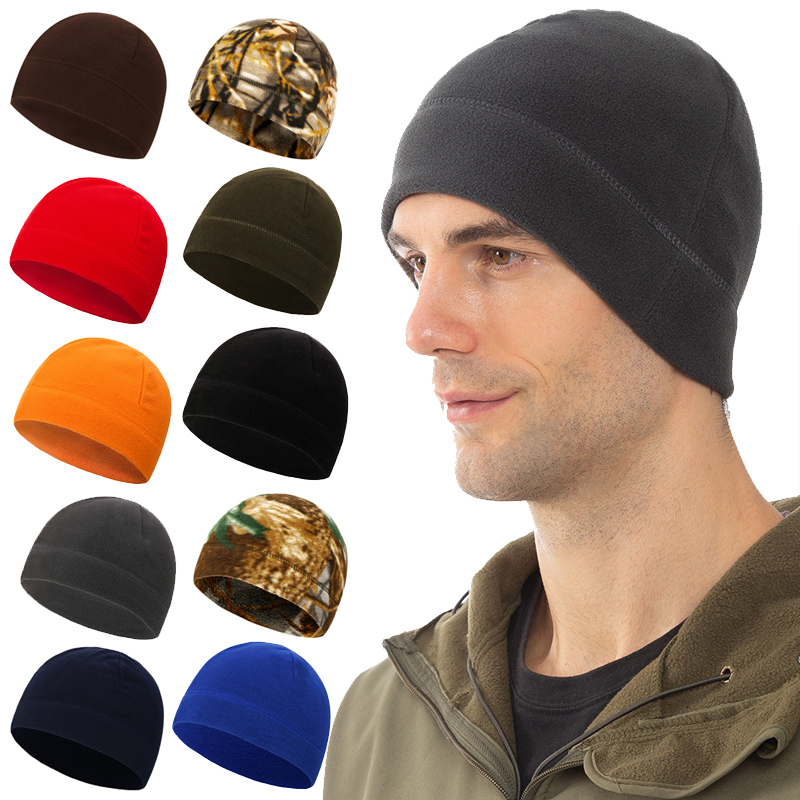 Fashion Faux Fleece Beanie Hat For Women Men Winter Warm Outdoor Camouflage Solid Color Windproof Military Tactical Skull Cap