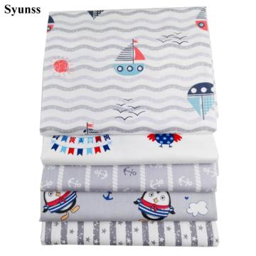 Syunss Gray Sailboat Owl Print Cotton Fabric DIY Tissue Patchwork Telas Sewing Baby Toy Bedding Quilting Tecido The Cloth Tilda