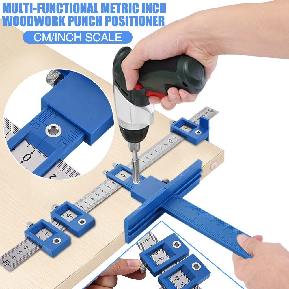 Multi-Function Drill Punch Locator Furniture Hole Puncher Locator Woodworking Drill Guide Adjustable Punch Positioner Tools S05