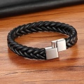 XQNI Hand-knitted Simple Style Classic Men Bracelet Multi-color Stainless Steel Magnetic Clasp Charm Leather Bracelets Gift