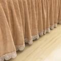 34 Gray Pink Red luxury Crystal velvet Cotton Fleece Fabric Thick Bed Skirt bedding set lace edge bedspread pillowcases 3pcs